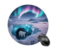 Tappetino per mouse rotondo con orsi polari e luce del nord, grazioso tappetino da scrivania con base in gomma antiscivolo, piccolo e divertente tappetino per mouse per ufficio e giochi, accessori d