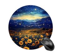 Tappetino per mouse rotondo con paesaggio girasole con base in gomma antiscivolo, tappetino per mouse impermeabile per computer portatile e ufficio