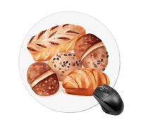 Tappetino per mouse rotondo con pane dipinto, tappetino per mouse da gioco, ad alta densità, portatile, comodo, per scrivania, casa, ufficio, 19,8 x 20 cm
