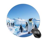 Tappetino per mouse rotondo con pinguino Antartide Ice, tappetino per mouse da gioco, ad alta densità, portatile, comodo, per scrivania, casa, ufficio, 20 x 20 cm