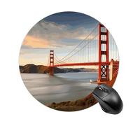 Tappetino per mouse rotondo con ponte Golden Gate Bridge, tappetino per mouse da gioco, ad alta densità, portatile, comodo, per scrivania, casa, ufficio, 19 x 20 cm