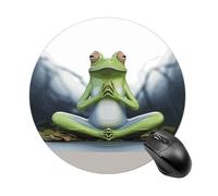 Tappetino per mouse rotondo con rana yoga divertente, tappetino per mouse da gaming, ad alta densità, portatile, comodo, per scrivania, casa, ufficio, 19 x 20 cm