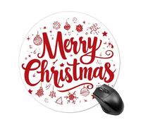 Tappetino per mouse rotondo con scritta "Merry Christmas", impermeabile, con base in gomma antiscivolo, per computer portatile, ufficio, 20 cm