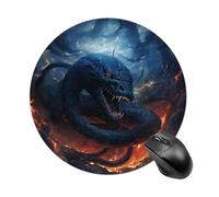 Tappetino per mouse rotondo con serpente nero in fiamme, tappetino per mouse in gomma antiscivolo impermeabile tappetino per mouse divertente 19,8 x 19,8 cm per computer, laptop, accessori da