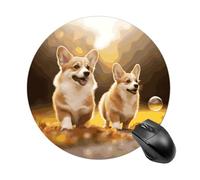 Tappetino per mouse rotondo con simpatico cane Corgi, tappetino per mouse in gomma antiscivolo impermeabile divertente tappetino per mouse 19,8 x 19,8 cm per computer, laptop, accessori da scrivania