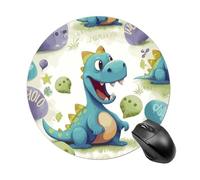 Tappetino per mouse rotondo con simpatico dinosauro, tappetino per mouse da gioco, ad alta densità, portatile, comodo, per scrivania, casa, ufficio, 19 x 20 cm