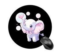 Tappetino per mouse rotondo con simpatico elefante con base in gomma antiscivolo, impermeabile, per computer portatile e ufficio