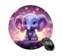 Tappetino per mouse rotondo con simpatico elefante con base in gomma antiscivolo, impermeabile, per computer portatile e ufficio