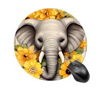 Tappetino per mouse rotondo con simpatico elefante con base in gomma antiscivolo, impermeabile, per computer portatile e ufficio