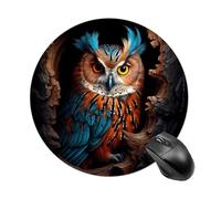 Tappetino per mouse rotondo con simpatico gufo, con base in gomma antiscivolo, impermeabile, per computer portatile e ufficio