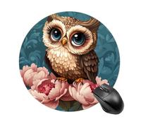 Tappetino per mouse rotondo con simpatico gufo, con base in gomma antiscivolo, impermeabile, per computer portatile e ufficio