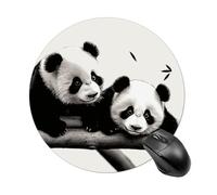 Tappetino per mouse rotondo con simpatico panda con base in gomma, piccolo tappetino per mouse o ufficio e casa