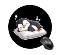 Tappetino per mouse rotondo con simpatico pinguino che dorme, con base in gomma antiscivolo, impermeabile, per computer portatile e ufficio