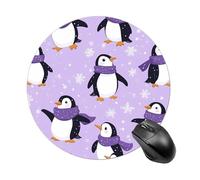 Tappetino per mouse rotondo con simpatico pinguino con base in gomma antiscivolo, impermeabile, per computer portatile e ufficio