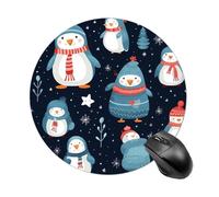Tappetino per mouse rotondo con simpatico pinguino con base in gomma antiscivolo, impermeabile, per computer portatile e ufficio
