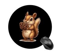 Tappetino per mouse rotondo con simpatico scoiattolo con base in gomma antiscivolo, impermeabile, per computer portatile e ufficio