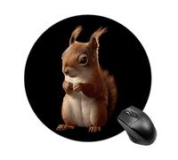 Tappetino per mouse rotondo con simpatico scoiattolo con base in gomma antiscivolo, impermeabile, per computer portatile e ufficio