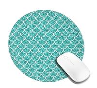 Tappetino per mouse rotondo con squame di sirena color verde acqua glitterato, tappetino per mouse piccolo per accessori da scrivania, tappetino per mouse da gioco con bordo cucito, tappetino in gom