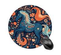 Tappetino per mouse rotondo con stampa di pony giocoso, base in gomma antiscivolo, piccolo tappetino per mouse, decorazione per casa e ufficio, accessori per scrivania