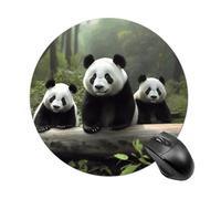 Tappetino per mouse rotondo con stampa di un simpatico panda e base in gomma antiscivolo, piccolo tappetino per mouse, decorazione per casa e ufficio, accessori per scrivania
