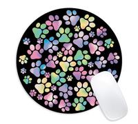 Tappetino per mouse rotondo con stampa di zampe di cane, divertente tappetino per mouse piccolo con base in gomma antiscivolo, tappetino per mouse, decorazione per casa e ufficio, tappetino per mouse