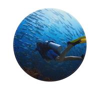 Tappetino per mouse rotondo con stampa sportiva subacquea tappetino per mouse in gomma antiscivolo tappetino per mouse da gioco 8 pollici