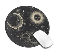 Tappetino per mouse rotondo con stelle, spazio e oroscopo, piccolo tappetino per mouse per accessori da scrivania, tappetino per mouse da gioco con bordo cucito, tappetino per scrivania in gomma ant