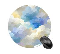Tappetino per mouse rotondo con texture astratta simile a una nuvola, tappetino per mouse per computer, impermeabile, con base in gomma antiscivolo, tappetino per mouse per laptop e ufficio, 20 cm