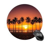 Tappetino per mouse rotondo con tramonto tropicale, tappetino per mouse da gaming, ad alta densità, portatile, comodo, per scrivania, casa, ufficio, 19 x 20 cm