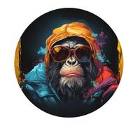 Tappetino per Mouse Rotondo Cool Gorilla Funny Swag Colorful Tappetino Mouse Pad Impermeabile Personalizzato Sottomano, per Casa, Ufficio, Gaming, 20cm