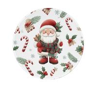 Tappetino per Mouse Rotondo Cute Christmas Santa Candy Tappetino Mouse Piccolo Base Antiscivolo in Gomma Facile da Pulire Sottomano, per Scrivania, Laptop, Computer, 20cm