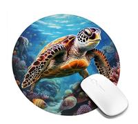 Tappetino per mouse rotondo da 20,3 cm, motivo: tartarughe marine, pittura a diamante, con base in gomma antiscivolo, tappetini per mouse personalizzati per mouse wireless per computer portatili