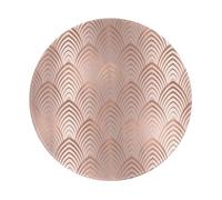 Tappetino per mouse rotondo da 8 pollici, con base in gomma antiscivolo impermeabile, in stile Art Déco, con conchiglie, colore: rosa, grigio rame