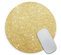 Tappetino per mouse rotondo da gioco Amcove con glitter dorati, design personalizzato, in gomma antiscivolo, quadrato, per computer e laptop, 7,9