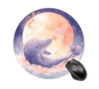 Tappetino per mouse rotondo divertente con base in gomma antiscivolo e bordo cucito, balena sulle nuvole, tappetino per mouse da gioco, per casa, ufficio, dormitorio, scrivania, accessori decorativi