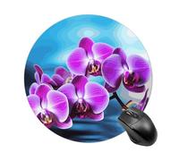 Tappetino per mouse rotondo divertente con base in gomma antiscivolo e bordo cucito, bellissimo tappetino per mouse da gioco con orchidee, per casa, ufficio, dormitorio, scrivania, accessori