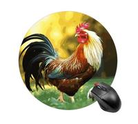Tappetino per mouse rotondo divertente con base in gomma antiscivolo e bordo cucito, bellissimo tappetino per mouse da gioco con gallina, per casa, ufficio, dormitorio, scrivania, accessori decorativi