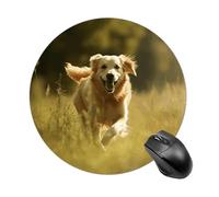 Tappetino per mouse rotondo, divertente, piccolo, con base in gomma antiscivolo e bordo cucito, cane che corre sull'erba, tappetino per mouse da gioco, per casa, ufficio, dormitorio, scrivania