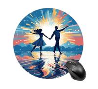 Tappetino per mouse rotondo, divertente, piccolo, con base in gomma antiscivolo e bordo cucito, danzando sull'acqua, tappetino per mouse da gioco, per casa, ufficio, dormitorio, scrivania, accessori