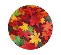 Tappetino per Mouse Rotondo Fall Maple Leaves Colorful Tappetino Mouse Piccolo Portatile Base Antiscivolo in Gomma Sottomano, per Computer, Ufficio, Casa, 20cm