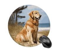 Tappetino per mouse rotondo Golden Retriever, impermeabile, antiscivolo, in gomma, divertente, 19,8 x 19,8 cm, per computer, laptop, accessori da scrivania da ufficio
