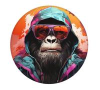 Tappetino per Mouse Rotondo Gorilla Cool Swag Colorful Tappetino Mouse Gaming Impermeabile Confortevole Sottomano, per Computer, Laptop, Scrivania, 20cm