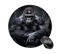 Tappetino per Mouse Rotondo Gorilla On The Ground Tappetini Mouse Personalizzato Portatile Mousepad, per Gaming, Ufficio, Scrivania, 20cm