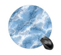 Tappetino per mouse rotondo in marmo bianco e blu, tappetino per mouse rotondo per computer, impermeabile, con base in gomma antiscivolo, tappetino per mouse per laptop e ufficio, 20 cm