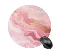 Tappetino per mouse rotondo in marmo oro rosa, tappetino per mouse per computer, impermeabile, con base in gomma antiscivolo, tappetino per mouse per laptop e ufficio, 20 cm