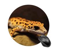 Tappetino per mouse rotondo leopardato Little Gecko, tappetino per mouse da gaming, ad alta densità, portatile, comodo, per scrivania, casa, ufficio, 19 x 20 cm