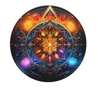 Tappetino per Mouse Rotondo Mandala Abstract Sacred Geometry Bright Tappetino Mouse Gaming Portatile Impermeabile Mousepad, per Laptop, Gaming, Computer, 20cm
