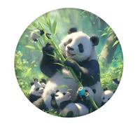 Tappetino per Mouse Rotondo Panda Family Natural Cute Green Tappetino Mouse Portatile Base Antiscivolo in Gomma Mousepad, per Laptop, Ufficio, Gaming, 20cm