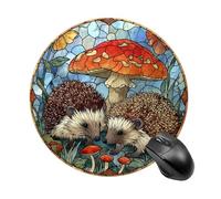 Tappetino per mouse rotondo per computer con riccio e fungo gigante, tappetino per mouse impermeabile con base in gomma antiscivolo, tappetino per mouse per laptop e ufficio, 20 cm