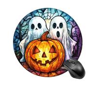 Tappetino per mouse rotondo per computer con zucca fantasma Halloween horror tappetino per mouse impermeabile da gioco con base in gomma antiscivolo tappetino per mouse per laptop ufficio 20 cm